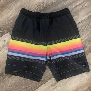Hurley Boyz Size 10/12 Neon Striped Boardshorts Swim Trunks with liner